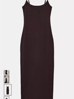 Zara Slim Slip Maxi Dress in Dark Brown